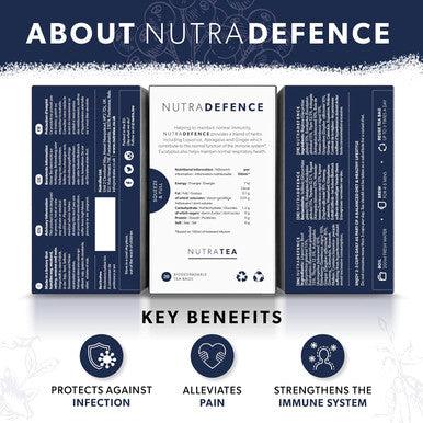 Nutra Tea NUTRADEFENCE - Cold and Flu Tea | Immunity Tea - Supports & Boosts The Immune System Includes Elderberry Eucalyptus and Licorice Root - 20 Enveloped Tea Bags Herbal Tea