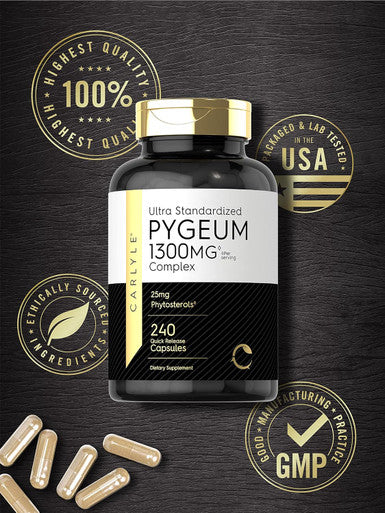 Carlyle Pygeum Standardized 1300mg | 240 Capsules | Non-GMO Gluten | Africanum Bark Extract Supplement