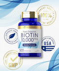 Carlyle Biotin 10000mcg | 500 Fast Dissolve Tablets | Max Strength | Vegetarian Non-GMO Gluten Supplement
