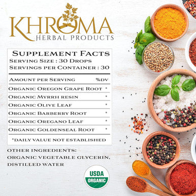 Khroma Herbal Products Yeast X - Organic Yeast Support - 30 Servings in a 2 oz Glass Bottle
