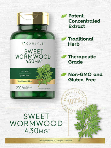 Carlyle Sweet Wormwood 430 mg | 200 Capsules | Non-GMO & Gluten Free