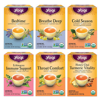 Yogi Tea Get Well Variety Pack - 6 Packs of 16 Tea Bags for Cold Season Support - Includes Bedtime Breathe Deep Ecea Immune Support Teas and More