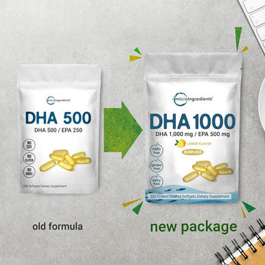 Micro Ingredients Omega 3 Fish Oil DHA Supplements 1000mg with EPA 500mg 200 Softgels Lemon Flavored Burpless (Enteric Coated) | Deep Sea Fresh Fish Wild Caught from Norwegian Waters | Mercury