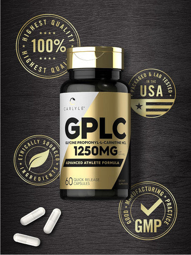 Carlyle GPLC Glycine Propionyl-L-Carnitine HCL Supplement | 1250mg | 60 Capsules | Advanced Athlete Formula | Non-GMO Gluten