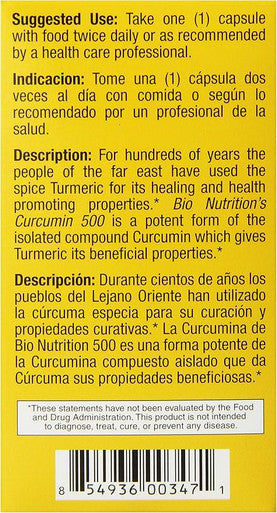 Curcumin 500 50 Veg Caps By Bio Nutrition Inc