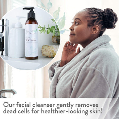 Eva Naturals Anti-Aging Glycolic Acid Cleanser (6 oz) - Acne Treatment and Exfoliating Face Wash to Reduce Wrinkles and Improve Skin's Moisture and Glow - With Alpha Hydroxyl Acid, Aloe and Vitamin E