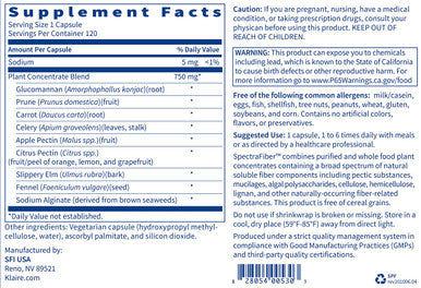 Klaire Labs Spectrafiber - Hypoallergenic 9 Soluble Fiber Blend with Apple Pectin & Glucomannan, No Psyllium & Gluten- (120 Capsules)