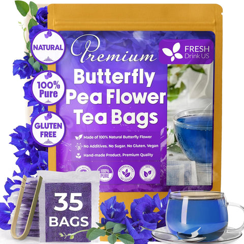 FreshDrinkUS, Premium 120 Mulberry Leaf Tea Bags, 100% Natural & Pure from Mulberry Leaves. Loose Leaf Herbal Tea. Made with Natural Material Tea Bags. No Sugar, No Caffeine, No Gluten, Vegan.