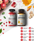 Apple Cider Vinegar Gummies Turmeric with Ginger Caps Powerful Combo for Metabolic Support Digestive Health Energy Weight Loss Detox Cleanse. Vitamins B6B12 Beet Pomegranate Juice Vegan