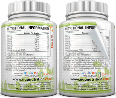 Vitamin B Complex 180 Tablets 6 Month Supply Contains All 8 B Vitamins in 1 Tablet, Vitamins B1, B2, B3, B5, B6, B12, Biotin & Folic Acid, High Strength Vitamin B Complex Vegetarian & Vegan
