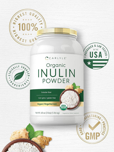Carlyle Organic Inulin Powder 48oz | Fiber Supplement from Jerusalem Artichoke | for Probiotic Health | Vegan Vegetarian Non-GMO Gluten