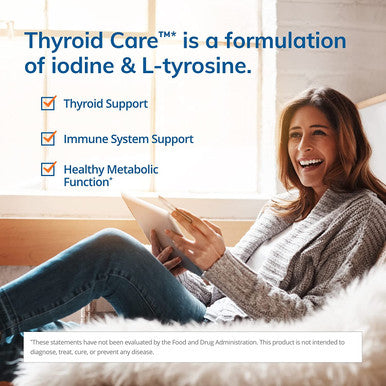 Euromedica Thyroid Care - 60 Capsules - Iodine & L Tyrosine Supplement - Support Thyroid & Immune Health, Support Energy Levels, Promote Healthy Metabolism - 30 Servings