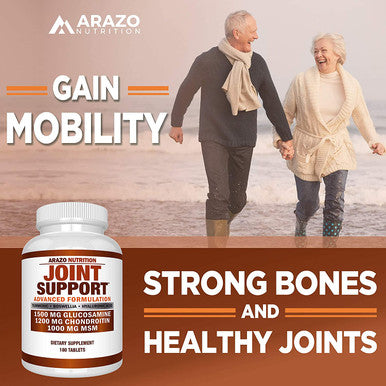 Glucosamine Chondroitin Turmeric Msm Boswellia Joint Support Supplement for Relief 180 Tablets Arazo Nutrition
