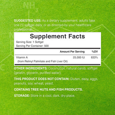 Deal Supplement High Potency Vitamin A 25000 IU 500 Coconut Oil Softgels | Easily Absorbed Natural Fish Liver Oil Source Vitamins for Eye Immune & Skin Health Easy to Swallow Non-GMO