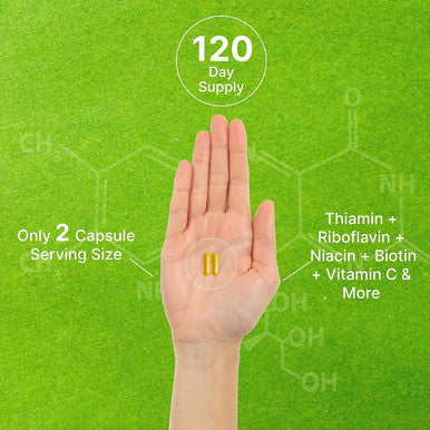 Deal Supplement Bioactive Vitamin B Complex 240 Veggie Capsules - Methylated Multivitamin B Complex & Esterified Vitamin C High Potency & Easy Absorption Immune Energy & Metabolism Supplement Non-GMO