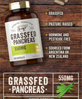 Grass Fed Beef Pancreas 550Mg | 200 Capsules | Desiccated Pasture Raised Bovine Supplement | Non-Gmo, Gluten Free | By Herbage Fa