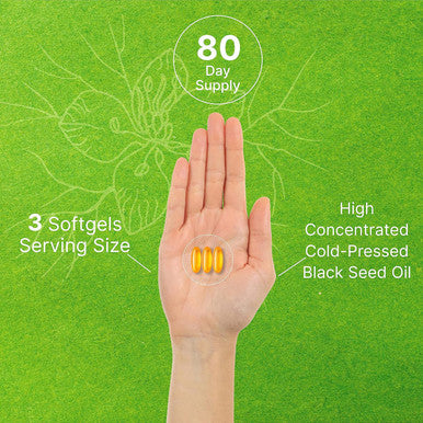 Deal Supplement Black Seed Oil 3000mg with Vitamin D3 2000IU 240 Softgels | Cold-Pressed Nigella Sativa Naturally Occurring Thymoquinone (TQ) | Immune Heart Joint & Bone Health Support