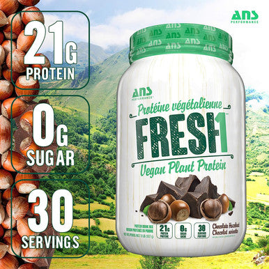 FRESH1 Vegan Protein (2LB), Gluten Free Protein Powder, Perfect Meal Replacement & Vegan Snacks For Weight Loss, Utilize As Meal Replacement & Superfood Smoothie Mix (Chocolate Hazelnut)