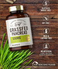 Grass Fed Beef Pancreas 550Mg | 200 Capsules | Desiccated Pasture Raised Bovine Supplement | Non-Gmo, Gluten Free | By Herbage Fa
