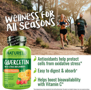 Naturelo Quercetin Citrus Bioflavonoid Supports Immune Health And Overall Well Being 120 Quercetin 500Mg Capsules
