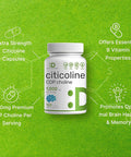 Deal Supplement Citicoline CDP Choline 1000mg Per Serving 120 Capsules Extra Strength Choline Supplements Nootropic B Vitamin Properties Promotes Brain Health Memory & Focus Non-GMO