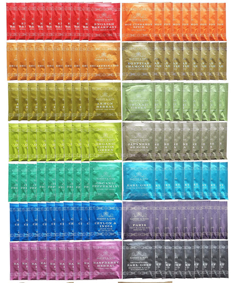 Harney & Sons Assorted Tea Bag Sampler Bundle 42 Count With Honey Crystal Packs Great for Birthday, Hostess and Co-worker Gifts, Tea Set Gifts, Tea Variety Pack
