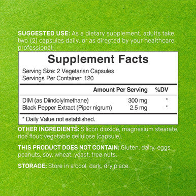 Deal Supplement DIM Supplement 300mg 240 Caps 4 Months Supply Diindolylmethane DIM Plus Black Pepper Extract