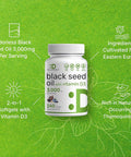 Deal Supplement Black Seed Oil 3000mg with Vitamin D3 2000IU 240 Softgels | Cold-Pressed Nigella Sativa Naturally Occurring Thymoquinone (TQ) | Immune Heart Joint & Bone Health Support