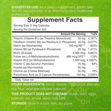 Deal Supplement Bioactive Vitamin B Complex 240 Veggie Capsules - Methylated Multivitamin B Complex & Esterified Vitamin C High Potency & Easy Absorption Immune Energy & Metabolism Supplement Non-GMO
