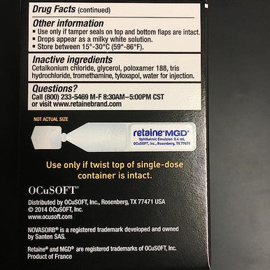 Retaine MGD Complete Dry Eye Relief Lubricant Eye Drops 30 Each By Retaine