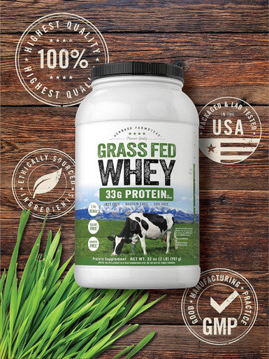 Carlyle Grass Fed Whey Protein Powder | 2lb | 33g of Protein Per Serving | Unflavored | Sugar and Hormone | Non-GMO and Gluten Supplement | by Herbage Farmstead