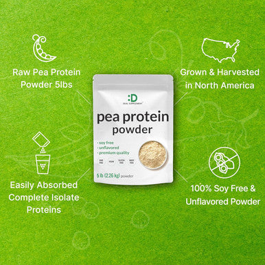 Deal Supplement Unflavored Pea Protein Powder 5lbs Premium North American Grown Peas Easily Digested Isolate Form Great for Shakes Bars or Snacks 27g Protein Serving Soy Vegan