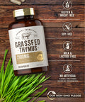 Grass Fed Beef Thymus Supplement | 4200Mg | 200 Capsules | Pasture Raised, Non-Gmo, Gluten Free | By Herbage Farmstead