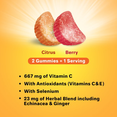 Airborne Kids Assorted Fruit Flavored Gummies, 21 count - 667mg of Vitamin C and Minerals & Herbs Immune Support