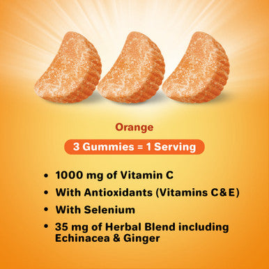 Airborne Orange Flavored Gummies, 1000mg of Vitamin C and Minerals & Herbs Immune Support 21 ct
