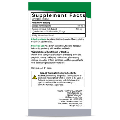 Nature's Answer Nature's Answer Bacopa Std 90 ct