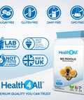 Bee Propolis High Strength 1000mg 90 Capsules (V) . Immune Support Natural Supplement Rich in Functional antioxidants. Made in The UK by Health4All