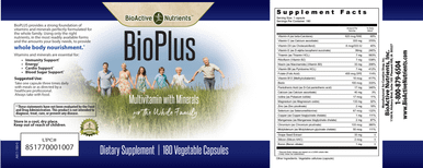 BioPlus Multivitamin Multimineral 180 caps by BioActive Nutrients