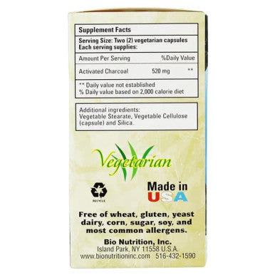 Bio Nutrition Activated Charcoal 520Mg 90 Vcaps
