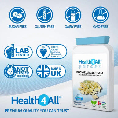 Boswellia Serrata 2800Mg 120 Capsules (V) . (Not Tablets) Strong Anti-Inflammatory Oa & Joint Support. Vegan. Made In The Uk By Health4All