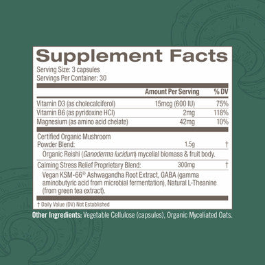 Om Mushroom Superfood Gently Zen Mushroom Capsules 30 Servings