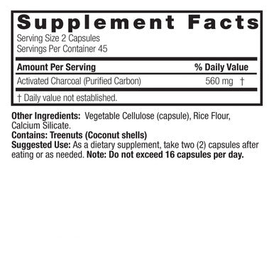 Nature's Answer Activated Charcoal Natural Origin Vegetarian Capsules 90 ea