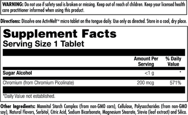 KAL Chromium Picolinate Tablets, 200 mcg 100 Count