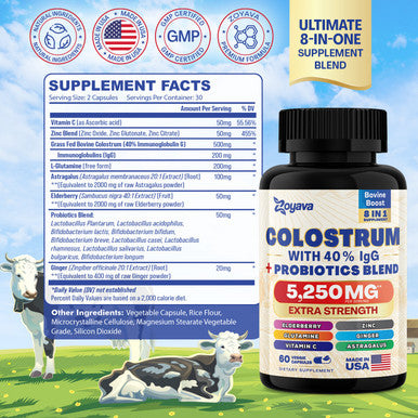 Zoyava Highly Potent Bovine Colostrum Capsules 5250 Mg