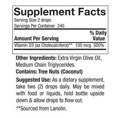 Nature's Answer Liquid Vitamin D3 Drops 4000 IU 0.5 oz