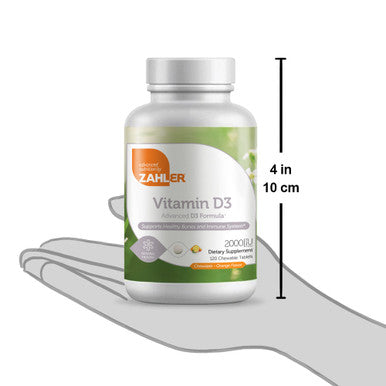 Zahlers Vitamin D3 Chewable 2000 Iu General Health 120 Tablets