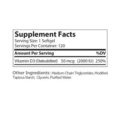 Zahlers Vitamin D3 Softgels 2000 Iu General Health 120 Softgels