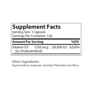 Zahlers Vitamin D3 Capsules 50 000 Iu General Health 120 Capsules