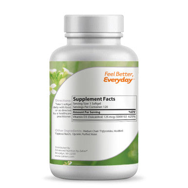 Zahlers Vitamin D3 Softgels 5000 Iu General Health 120 Softgels