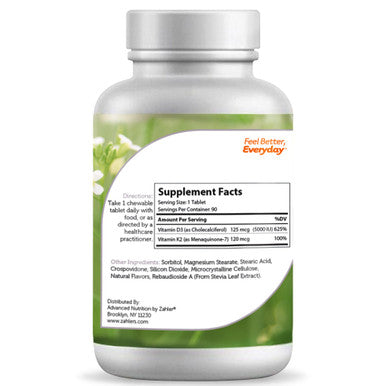 Zahler's Vitamin D3 & K2 General Health 90 Tablets